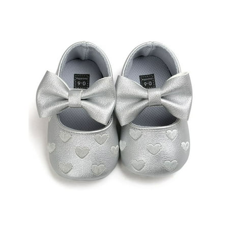 

Toddler Baby Prewalker Shoes Girl Princess Bowknot Soft Sole Crib Shoes 0-18M