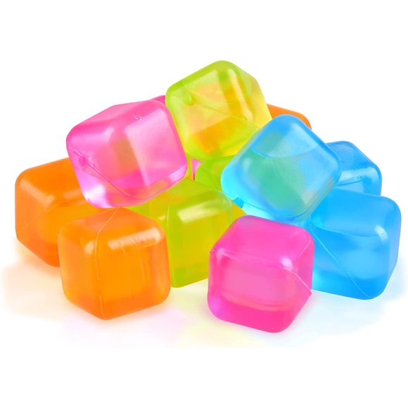 Reusable Ice Cubes, Pack of 6 Reusable Refreezable Plastic Ice Cubes, BPA Free (Multicolor) Ice Cubes for Beverages