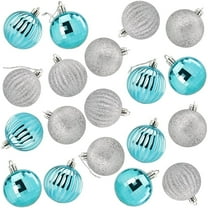 Juvale Shatterproof Glitter Ornament Set - Shatterproof Ornaments for Tree Decor - 1.5", Pack of 48, Teal & Silver