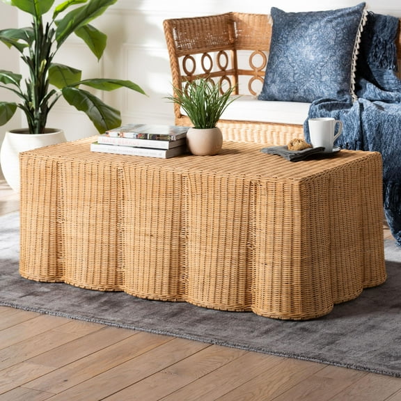 bali & pari Palm Boho Coffee Table, Light Honey