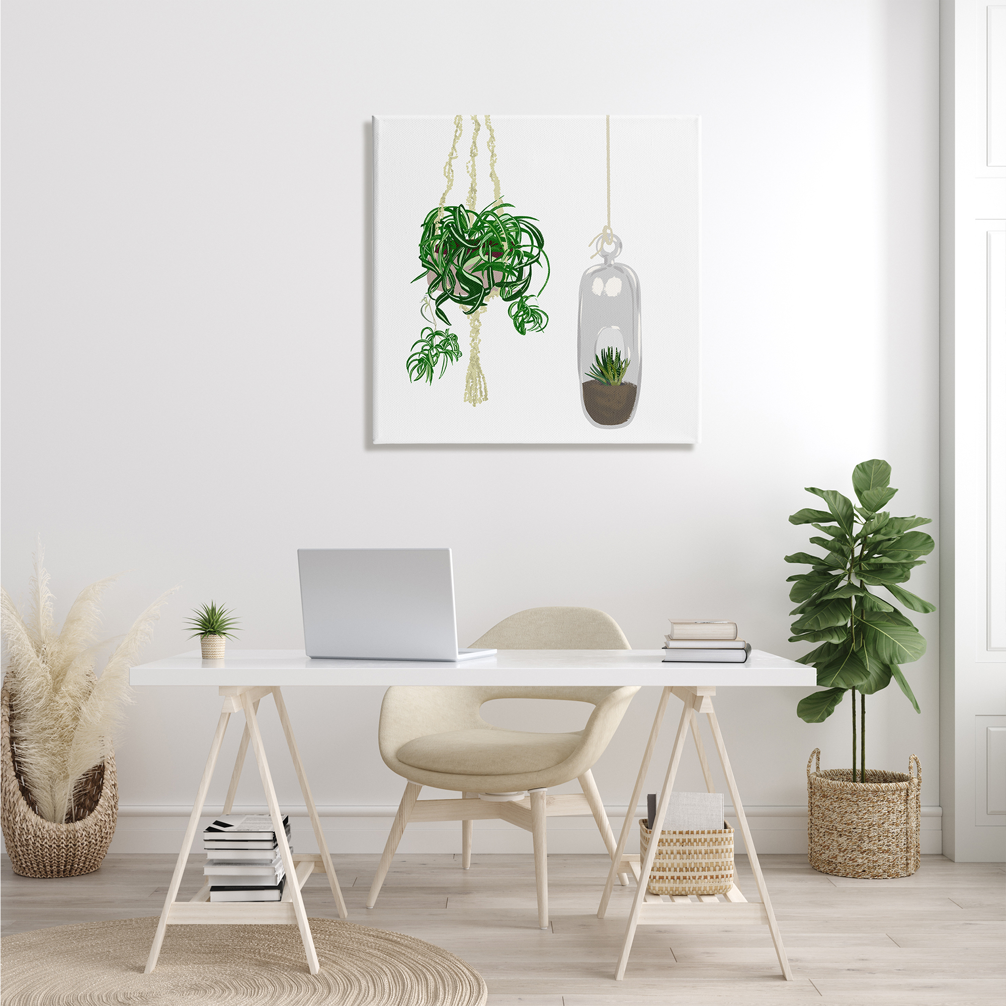 Stupell Industries Modern Indoor Potted Greenery Spider Plant Terrarium Botanical & Floral Painting Gallery Wrapped Canvas Print Wall Art, 30 x 30