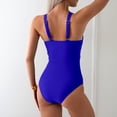 thumbnail image 4 of Women's Mesh One Piece Swimsuits Sexy V Neck Front Cross Push Up Bathing Suits Full Coverage Swimwear Royal Blue XL, 4 of 5