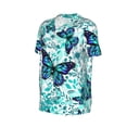 thumbnail image 2 of Rocae Blue Floral with Butterflies for Breathable Men's Baseball T-Shirt Fashionable Casual Baseball Jersey, Moisture-wicking Sportswear Medium, 2 of 9