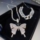 thumbnail image 2 of Gargantilla de cristal dorado de Hip Hop, cadena con diamantes de imitación brillantes, collar con colgante de mariposa grande, joyería, accesorio de moda para niñas, 2 of 5