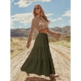 thumbnail image 3 of ZPQMNB Womens Boho Maxi Skirt,Ruffled Maxi Skirt,High-Waisted Belted Folds Long Skirt With Pockets，Suitable For Beach Vacation, 3 of 5