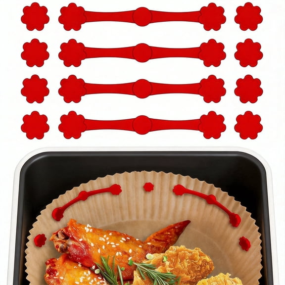 12-Piece Air Fryer Magnets for Disposable Parchment Liners, Heat-Resistant Silicone Magnetic Buckles to Hold Down Air Fryer Paper, Universal Air Fryer Accessories for Secure Lining