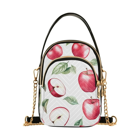joogoo Women Apples Pattern Chain Crossbody Bags Shoulder Handbag Phone Purse