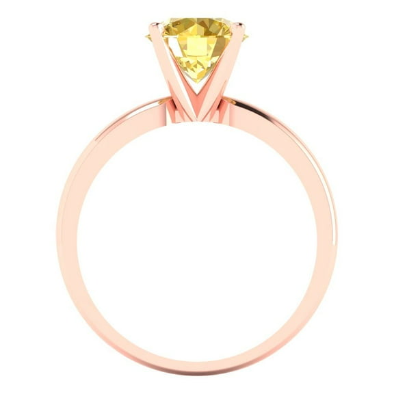 1.5 ct Round Cut Simulated Yellow Diamond Solitaire Engagement Ring for Women in 18K Rose Gold
