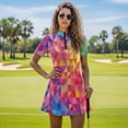 thumbnail image 4 of Chririnla Rainbow Print Women's Tennis Dress with Collar Quick Dry Short Sleeve Golf Tennis Dress with Built in Shorts 2 Piece Zip up Workout Athletic Sundress Plus Size for Women, 4 of 7