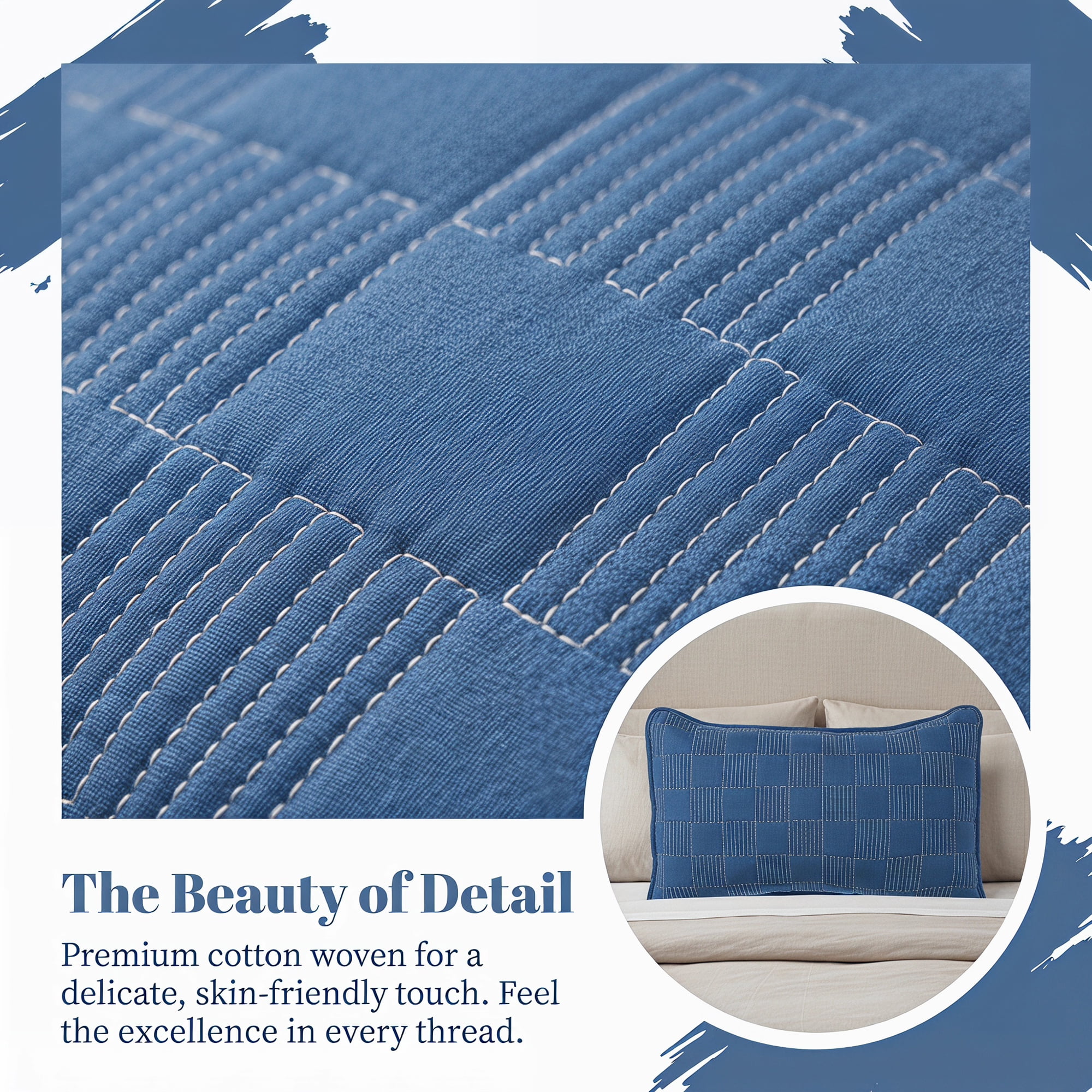 Unique Bargains Comfortable Pillow Protector, 2-pack, Polyester Quilted for Home Blue
