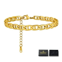 ChainsHouse Gold Plated Figaro Ankle Bracelets for Women 8.5" Summer Beach Chain Anklets Birthday Holiday Jewelry Gifts