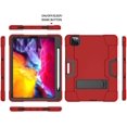 thumbnail image 4 of Étui Hybride 3 en 1 [Soft&Hard] Robuste avec Support Antichoc Anti-Rayures + Étui de Protection pour Chargement Apple Pencil pour iPad Pro 11 Pouces 2020/2018 avec Porte-Crayon, Rouge/noir, 4 of 8