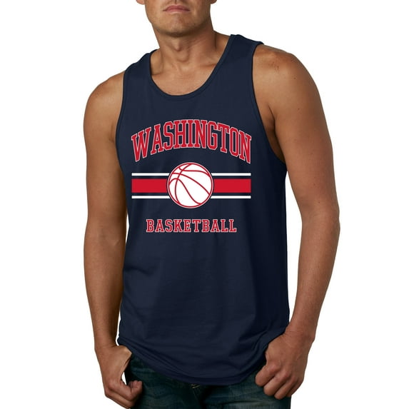 Wild Bobby City of Washington Basketball Fantasy Fan Sports Mens Tank Top, Navy, Small
