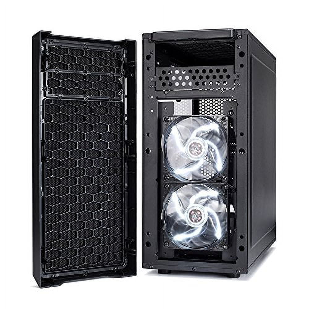 Fractal Design FD-CA-Focus-BK-W Focus G - Mid Tower Computer Case - ATX - High Airflow - 2X Silent ll Series 120mm White LED Fans Included - USB 3.0 - Window Side Panel - Black