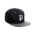 thumbnail image 3 of Daxton Classic Snapback Hat Old English Font Alphabet A to Z Flat Bill Visor Cap, Black Light Grey Hat, White P, 3 of 4