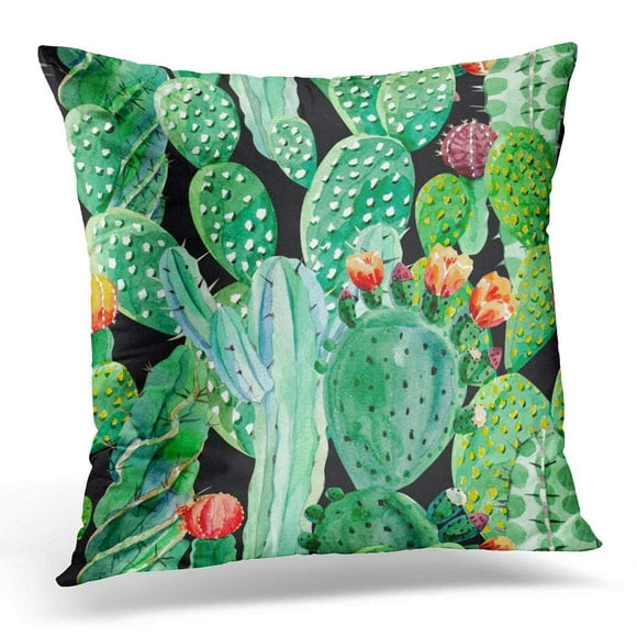 EREHome Green Beach Watercolor Cactus Blooming Pillow Case Pillow Cover 18x18 inch