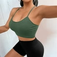 thumbnail image 5 of Women Summer Tops Women's Sports Bra Padded Crossback Bustier Without Underwire Spaghetti Straps Fitness Bra Push Up Stretch Longline Sports Top Bohemian Tops for Women Compression Green One Size, 5 of 6