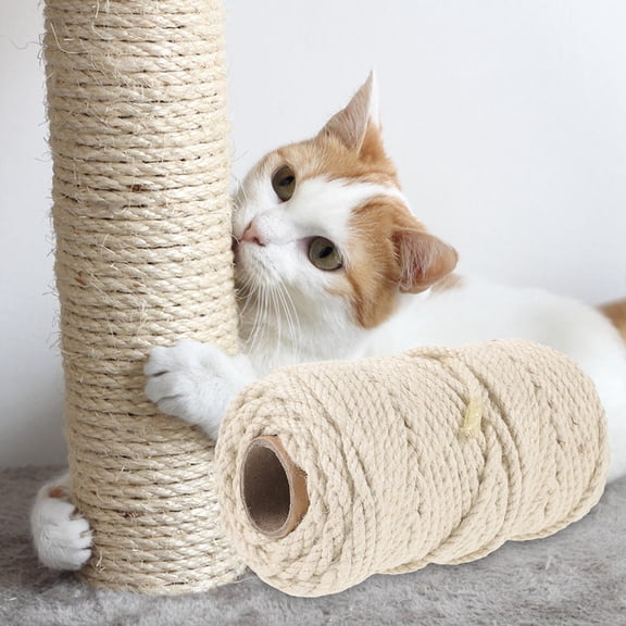 POPETPOP Wear-Resistant White Sisal Rope for Cat Trees and Scratching Posts