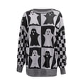 thumbnail image 4 of Generic&nbsp;Halloween Checkered Sweater,2024 Halloween Ghost Checkered Sweater,Oversized Crew Neck Knit Sweater, 4 of 4