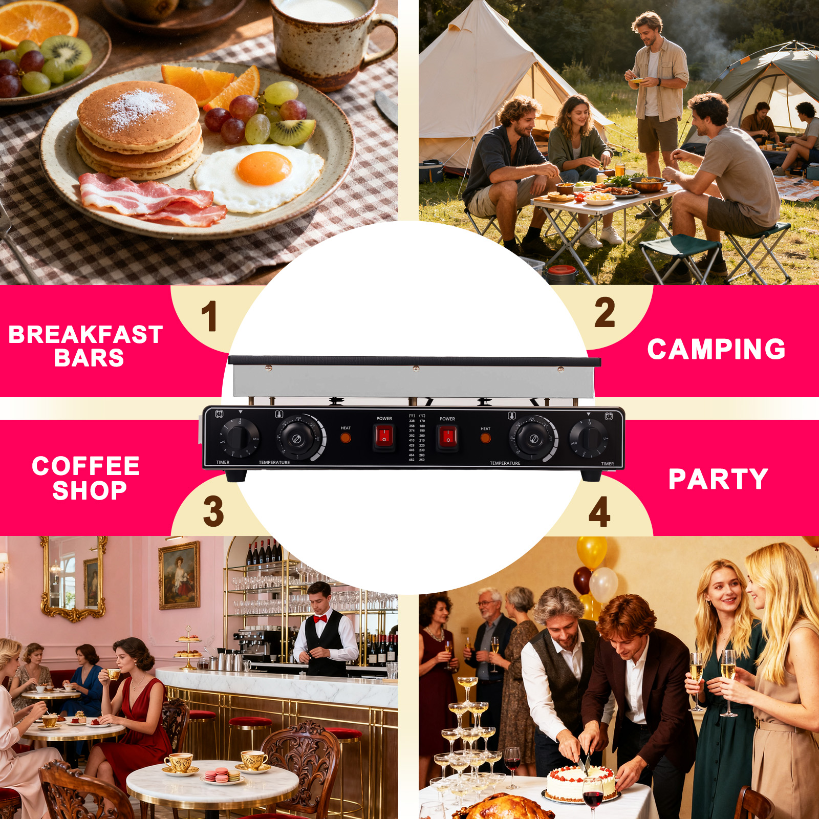 110V 1800W Mini Waffle & Pancake Maker, Commercial Poffertjes Electric Dorayaki Maker, Muffin Waffle Maker with Non-Stick Griddle for Breakfast & Snacks