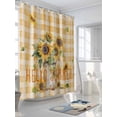 thumbnail image 3 of Sunflower Stall Shower Curtain, Waterproof Shower Curtains for Bathroom, Yellow Plaid Vintage Summer Bee Botanical Washable Fabric Cloth Bath Curtain for Bathtub Decoration with Hooks 36x72 Inches, 3 of 6