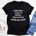 thumbnail image 2 of Pompotops Femmes Sometims i Parler Lettre O Col Chemise Pull Manches Courtes Tops Tee, 2 of 3