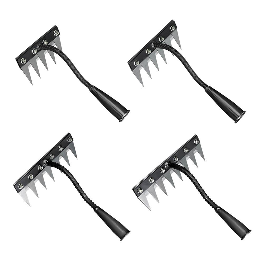 Carbon Steel Garden Weeding Rake, Detachable Manual Weed Puller Tool with Ergonomic Handle for Yard Lawn and Garden, Heavy Duty Dethatching Claw Remover