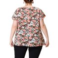 thumbnail image 3 of Unique Bargains Women's Plus Size Chiffon Tie-Neck Tassel Flare Sleeve Floral Tops 3X Black, 3 of 6