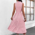 thumbnail image 5 of Wiyuqeen Collared Tiered Dresses for Women Striped Print V Neck A-line Midi Dresses Ruffle Hem Sleeveless Button-up Waist Length Dresses, 5 of 5