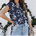 thumbnail image 4 of Summer Savings Clearance 2023! TAGOLD Womens Summer Tops,Women's Summer Casual Short Sleeve Blouse Button Floral Print Turndown Collar T-Shirt Tops, 4 of 5