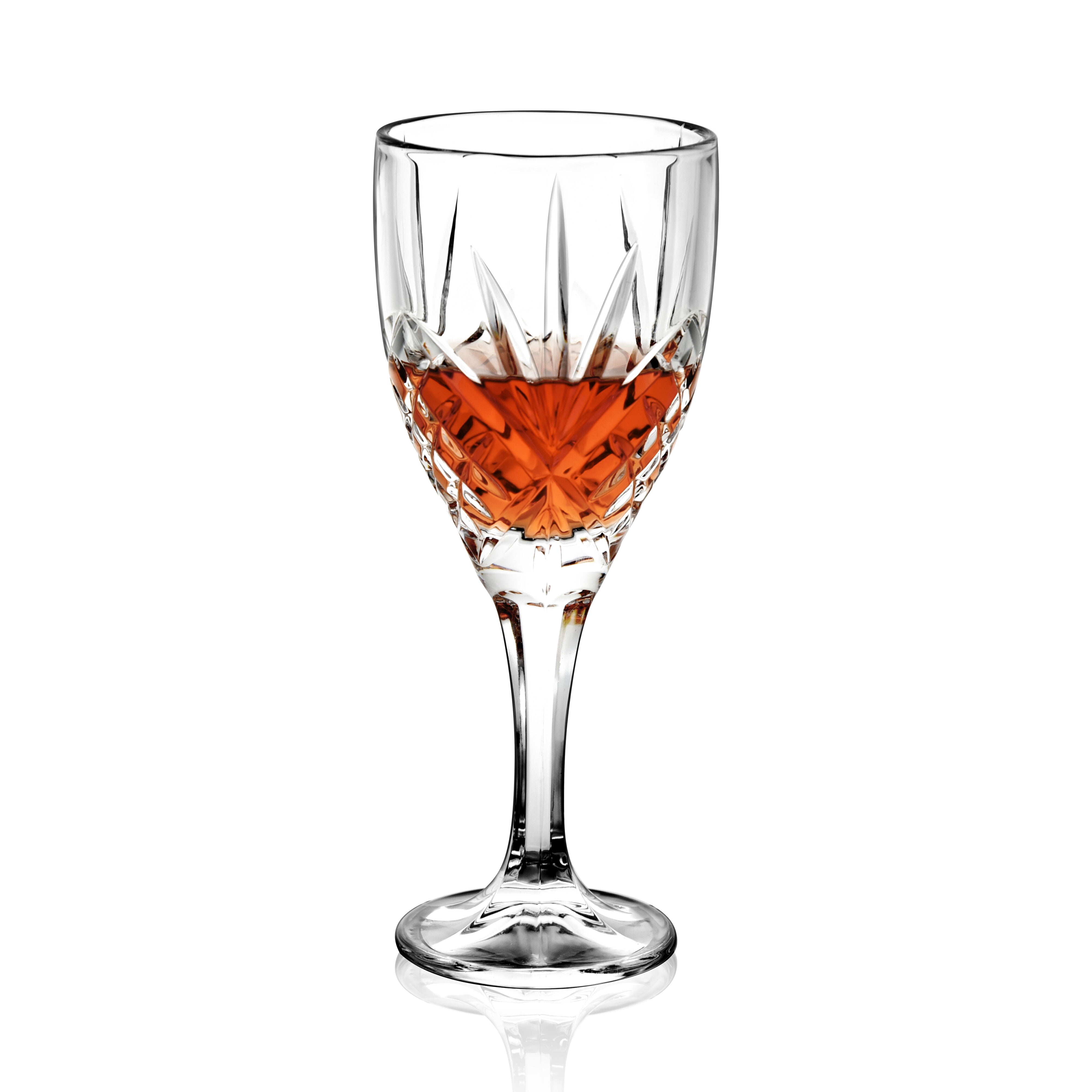 STP GOODS Crystal Rocks Wine Glass Set of 6 pcs 8.5 fl oz (250 ml) Glasses for Red and White Wine Bar Glasses Glass Wine Goblets, Clear Glass with Stem