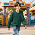 thumbnail image 5 of VEKDONE Boys Girls Sweatshirt Kids Crewneck Long Sleeve Pullover Sweatshirts Comfortable Fall Winter Back to School Tops Green,3-4 Years, 5 of 9