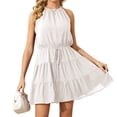thumbnail image 3 of Sleeveless Women Chiffon Spaghetti Halter Ruffle Sun Flowy Dress, 3 of 4