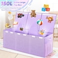 thumbnail image 2 of chdqwer Extra Large Toy   Toy Chest for  Boys Girls  Collapsible Sturdy Storage Organizer with Mesh Pockets  41"x14"x16"   Bins Baskets for Nursery  Playroom  Purple, 2 of 14