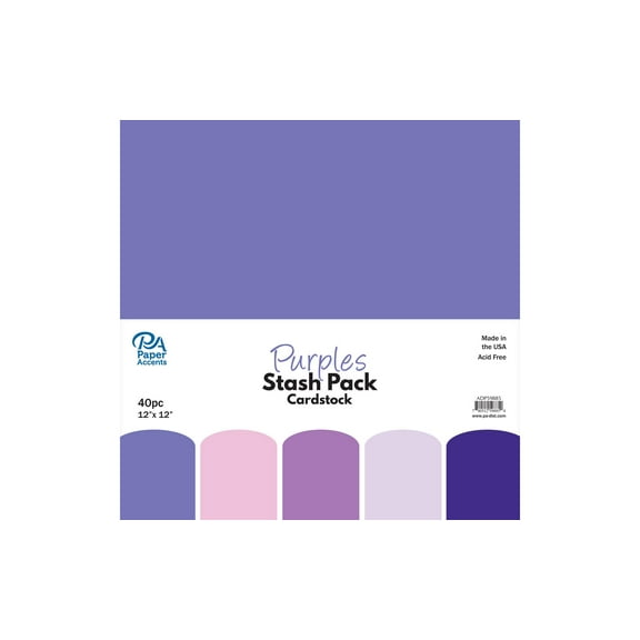 Paper Accents Stash Pack Cardstock 12"x 12" Purples 40pc