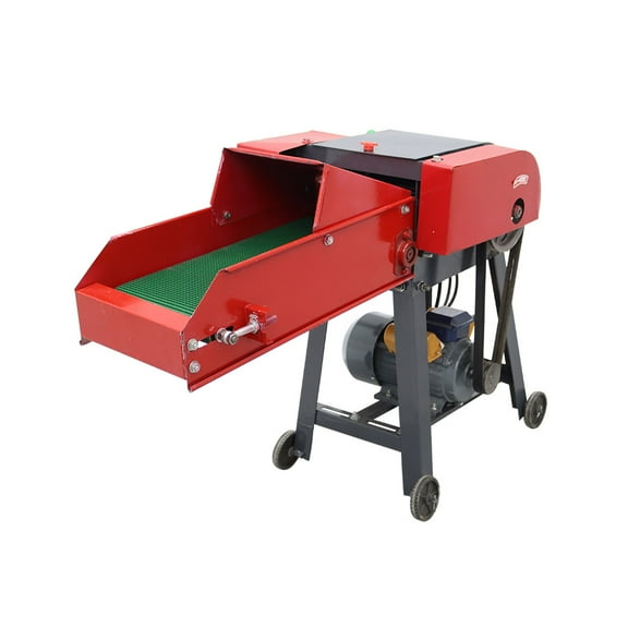4 Blades Hay Cutter Pulverizer Chaffcutter Dry-Wet Straw Breaker Corn Wheat Crusher with Belt Conveyor 220V 400-800kg/h