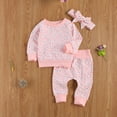 thumbnail image 2 of Ensemble 3 Pcs pour Bébé à Imprimé Floral Chandail à Manches Longues avec Pantalon Long et Bandeau Imprimé, 2 of 4