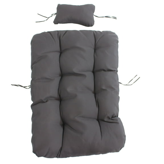 Sunnydaze Decor Julia Hanging Egg Chair Cushions - Includes 1 Chair Cushion and 1 Headrest Pillow with Ties - Polyester Pillows for Comfortable Seating - Decorative Replacement Chair Pads - Gray