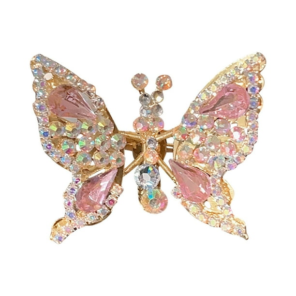 Horquilla de mariposa para mamá o hija, pinzas retro de diamantes, el mejor regalo (rosa)