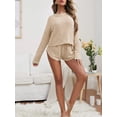 thumbnail image 3 of Avidlove Women Pajama Sets Waffle Knit Lounge Set Matching Long Sleeve Top and Shorts Loungewear Two Piece Sleepwear, 3 of 7