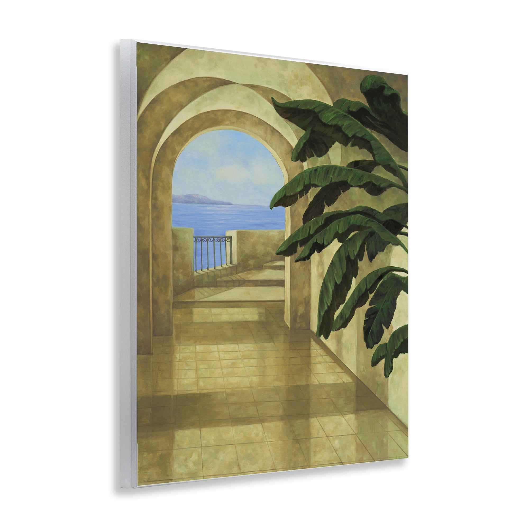 Stupell Industries Coastal Villa Palm Town & City Painting Unframed Art Print Wall Art, 11 x 14