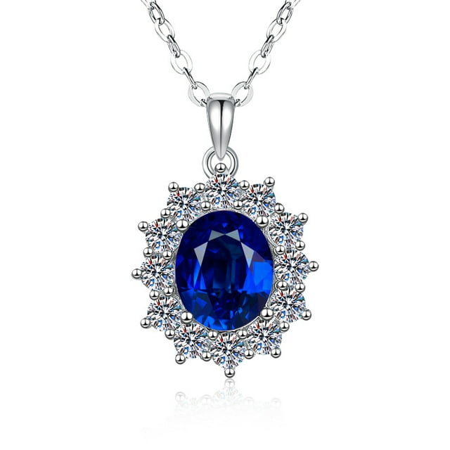 Collar de zafiro europeo y americano 3ct diamante 925 collar colgante de plata esterlina