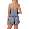 thumbnail image 4 of Ensemble de Pyjamas en Satin 3 Pcs pour Femmes, Haut Cami et Shorts, Vêtements de Nuit avec Robe, Gris, 4 of 5