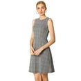 thumbnail image 1 of Vestido de Tweed Unique Bargains a cuadros sin mangas Blanco negro S, 1 of 6