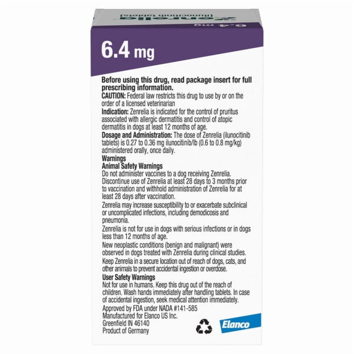 Zenrelia (Ilunocitinib Tablet) Once Daily Prescription Itch Relief for Dogs 6.4 mg