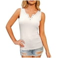 thumbnail image 2 of Wycnly Womens Tank Tops Casual Button Down Cozy Knitted Ribbed Slim Fit Vest Tops Summer Fashion Solid V-Neck Sleeveless Shirts Blouse White Free Size, 2 of 3