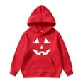 thumbnail image 2 of Boys/Girls Pumpkin Face Halloween Hoodie Sweatshirt Toddler Pumpkin Face Long Sleeve Shirt With Graphic Design Comfortable,E-Red 90, 2 of 4