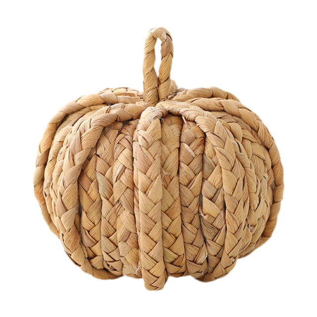 Decoración de calabaza tejida de paja, decoración de cosecha para repisa de chimenea de granja, fiesta Diámetro 10cm
