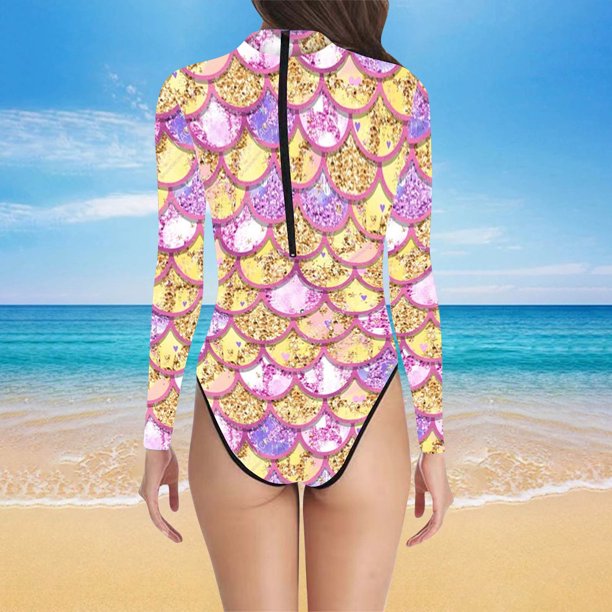 WILLBEST Traje de Baño Mujer control Abdomen Elegante Traje de Baño con Estampado de Escamas de Pescado para Mujer Combinación de Moda y Comodidad