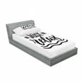 thumbnail image 3 of Saying Bedding Set with Sheet & Covers, Funky Brushed Ink Calligraphic Just Relax Lettering with Doodled Wavy Stripes, Printed Bedroom Decor 2 Shams, 4 Sizes, Black and White, by Ambesonne, 3 of 3